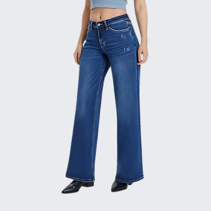 Valicea™ Chic Wide Leg Distressed Jeans