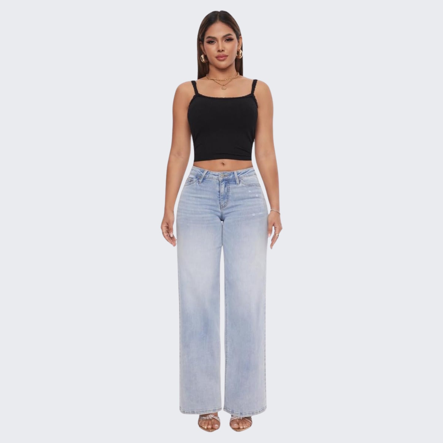 Valicea™ Chic Wide Leg Distressed Jeans