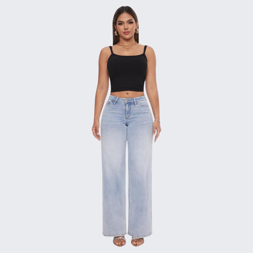 Valicea™ Chic Wide Leg Distressed Jeans