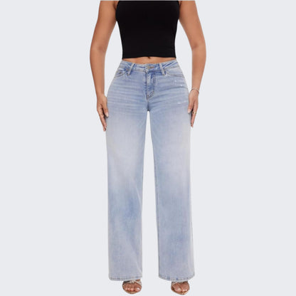 Valicea™ Chic Wide Leg Distressed Jeans