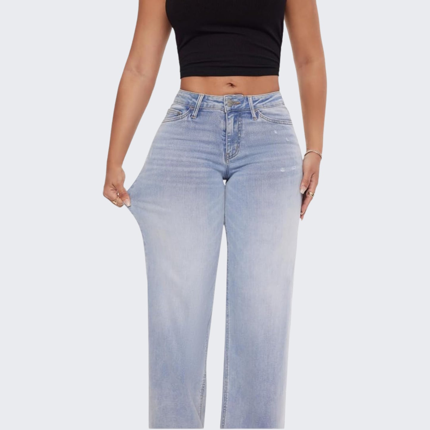 Valicea™ Chic Wide Leg Distressed Jeans
